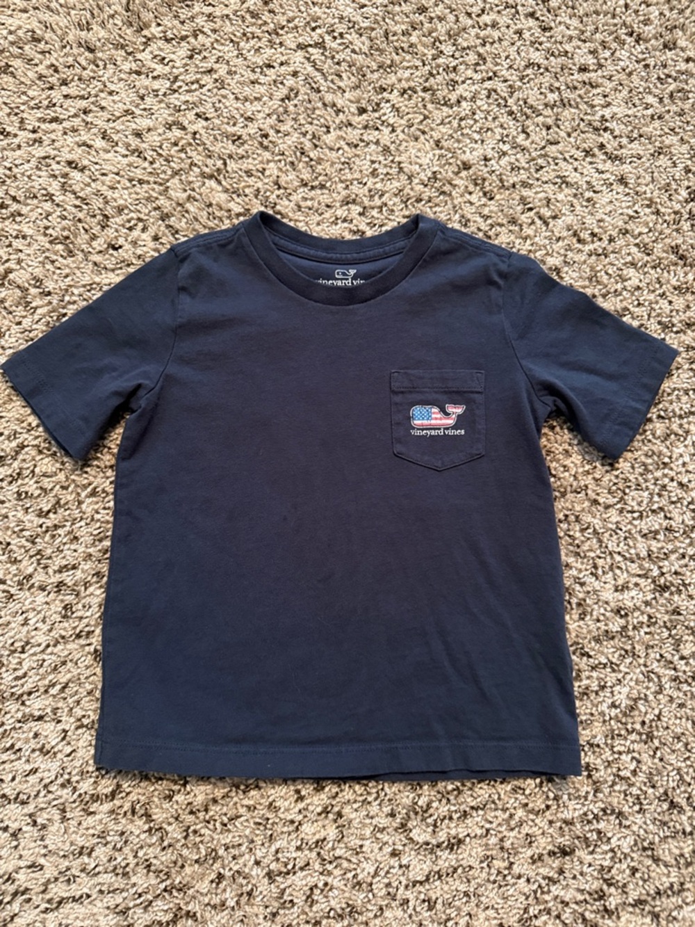 Vineyard Vines Navy Short-Sleeve Pocket Tee with Patriotic Whale
